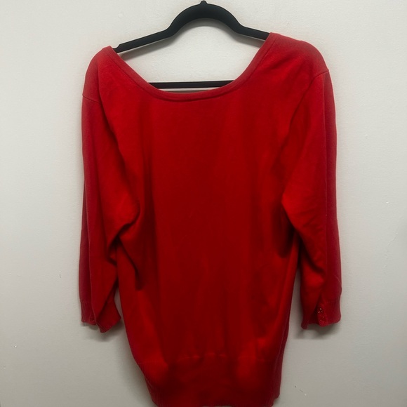 Lane Bryant Vibrant Red Button-Up Cardigan - Picture 4 of 5